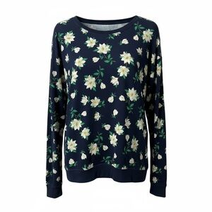 Draper James Natalie Navy Blue Lightweight Magnolia Floral Print Lounge Shirt L